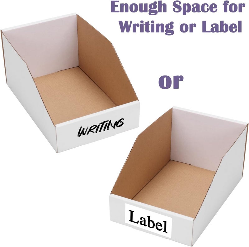 EXYGLO Cardboard Storage Bins 35 Pack, 9.4x6x4.5 Inch Cardboard Boxes, Corrugated Organizer Bins for Pantry, Shelves, Garage, Office, Shop, White - Image 4